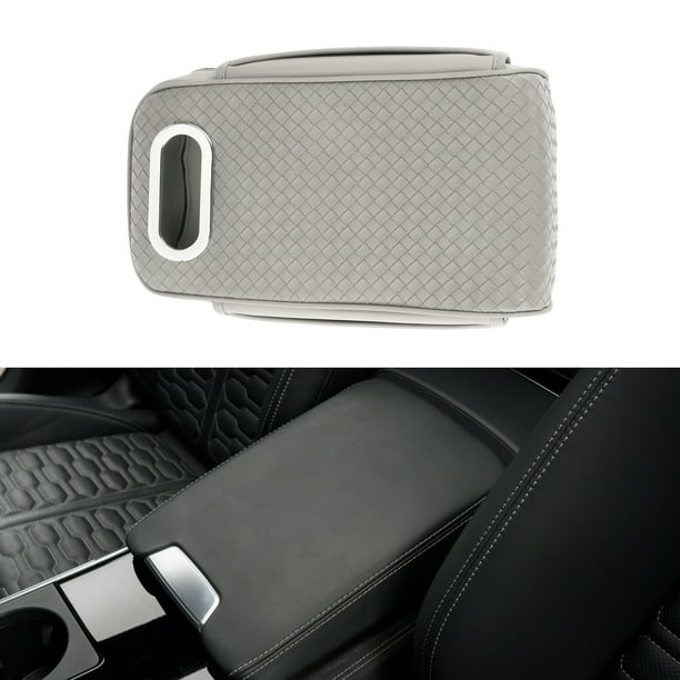 Funda de Consola Central para Coche Unique Bargains con Caja de Tejidos y Bolsa de Almacenamiento 12.99"x6.69"x3.15" Gris Cuero Nappa