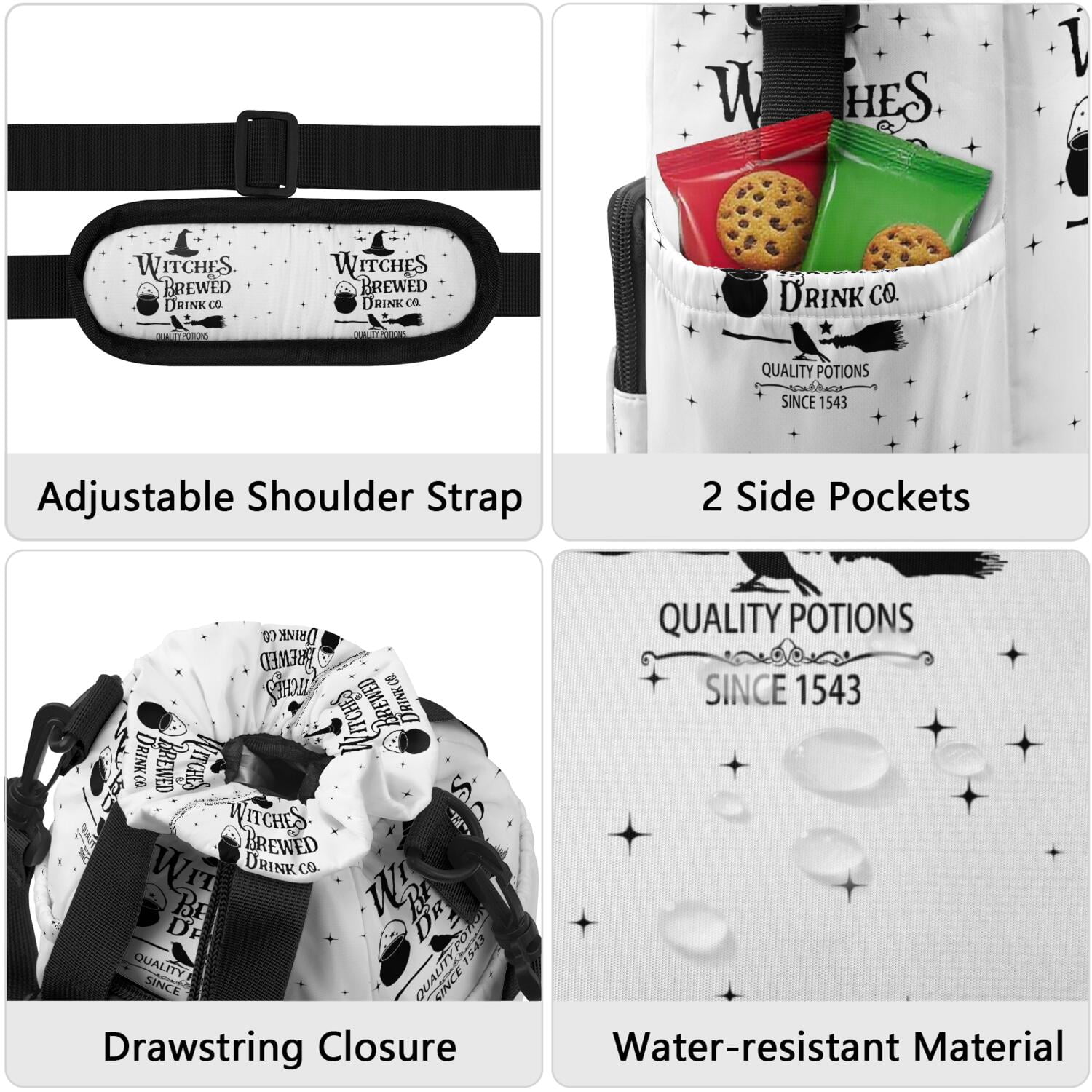 Insulated Water Bottle Carrier Bag Sleeve with Strap Crossbody for 20/24/32/40oz Tumbler,Halloween Nightmare Before Water Bottle Holder Sling Bag with Pocket Gifts for Women Men Adults