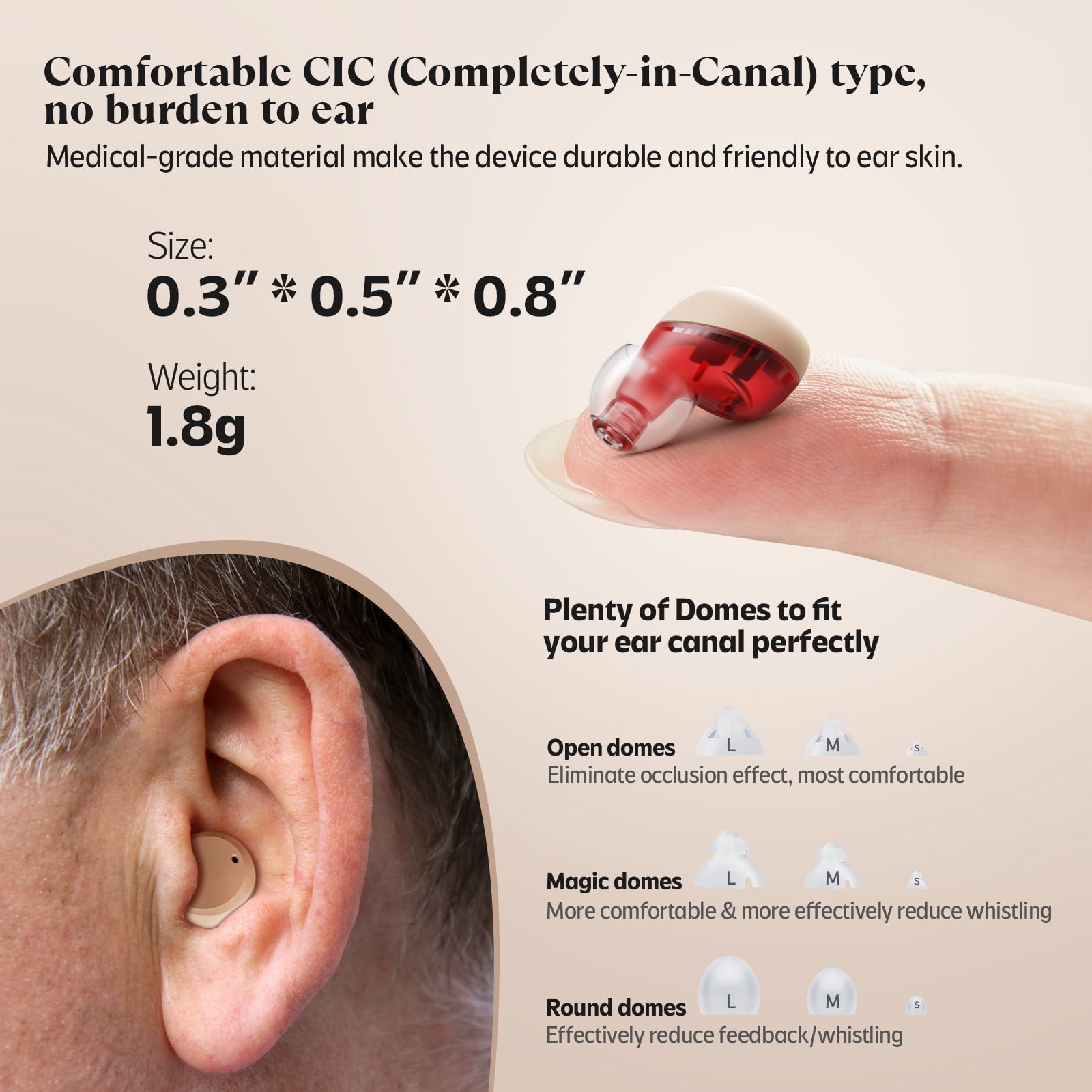iBstone K21 Rechargeable hearing aids for Seniors Adults, 4 Programs for Experience, with Charging Case, Blue & Red, Pair