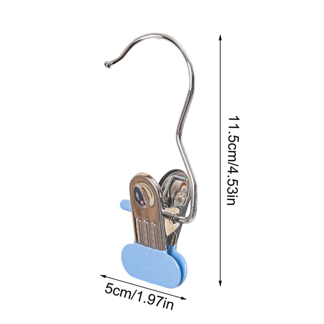 Stainless Steel Hanging Hooks With 360 Degree Rotating Clips For Pants Hats Towels Laundry Storage Space Saving