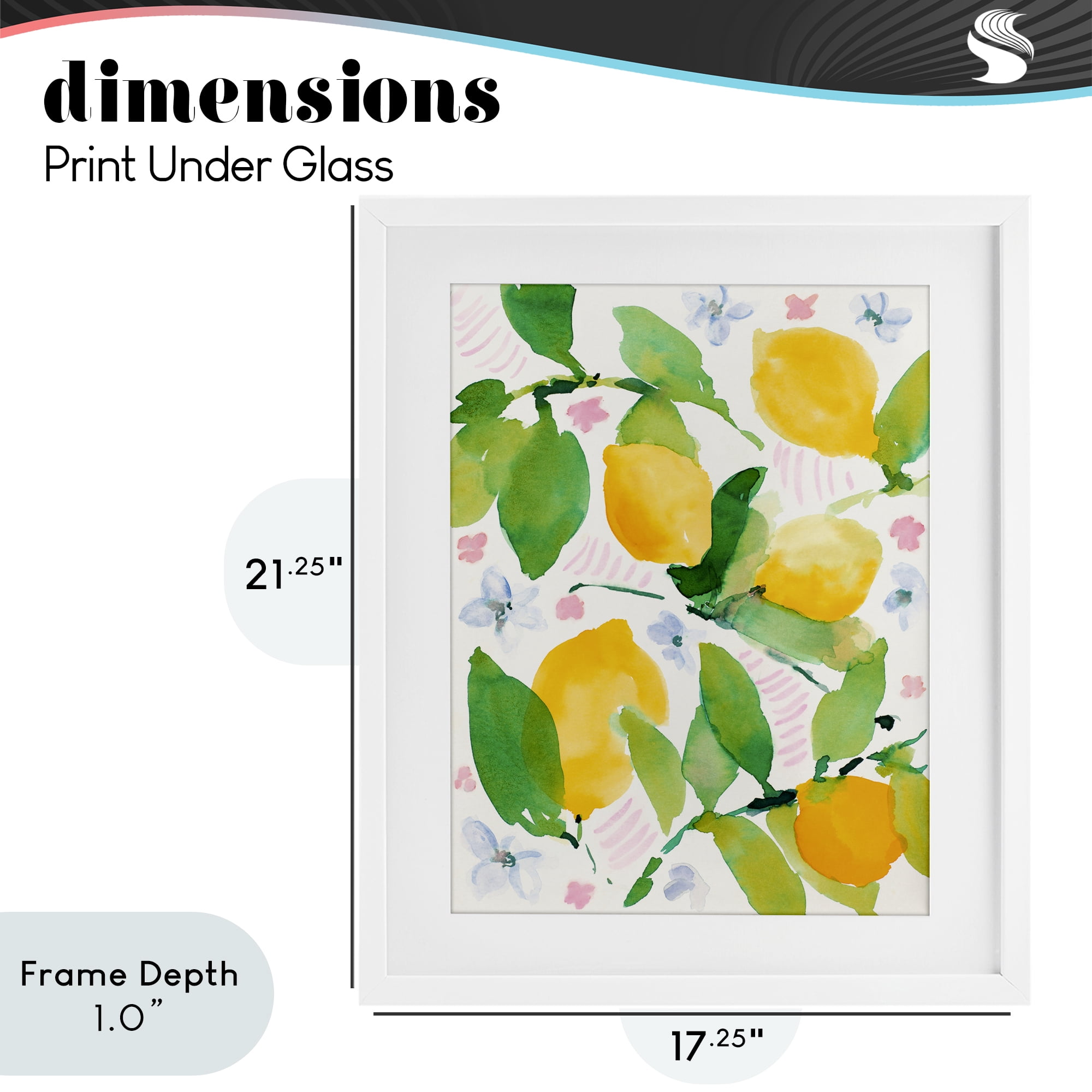 Stupell Industries Garden Lemons with Pastel Florals White Framed Print Under Glass, design by Lanie Loreth