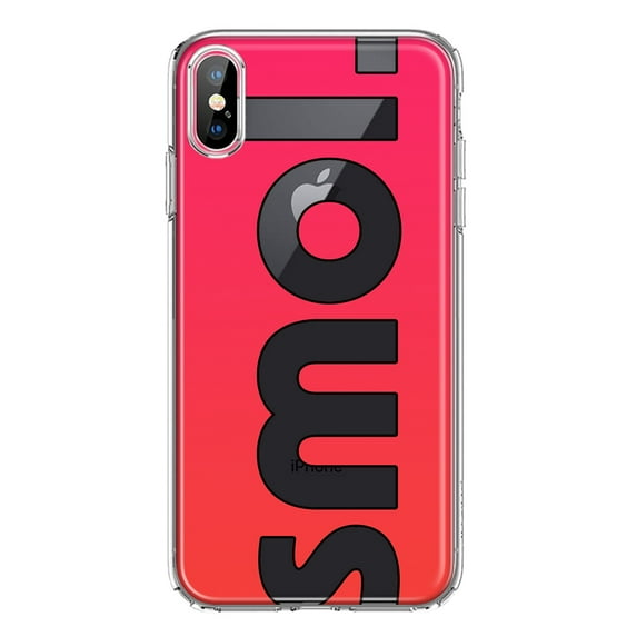 MUNDAZE Apple iPhone XS/X Shockproof Clear Hybrid Protective Phone Case Red Pink Clear Funny Text Quote Smol Cover