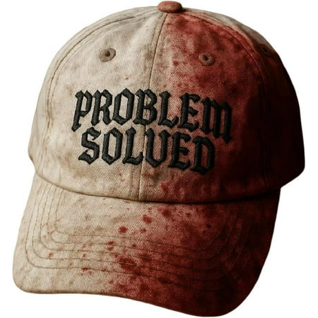 Kptki Unisex Casual Dark Blood Stain Hat Problem Solved Bloody Cap Problem Solved Bloody Hat