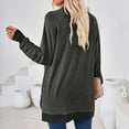 thumbnail image 5 of qolati Women's Casual Shirts Fashion Contrast Neck Long Sleeve Split Blouse Lightweight Oversized Pullovers Tee Tops 2023 Fall Clothes, 5 of 7