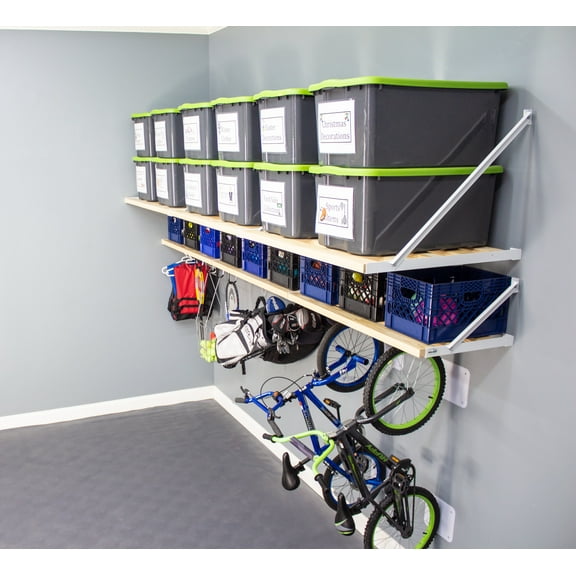 Rhino COMBO Universal 12' Aerospace Grade Aluminum 2-Shelf Garage Cabinet with Storage Totes, White