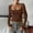 Brown, variant on Vinsonshop Womens Ruched Long Sleeve Tops Square Neck Form-fitting Casual Basic Tee Fall Clothes Blue S