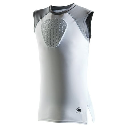 Shock Doctor, Sleeveless Padded Sternum Shirt, Youth, M, White
