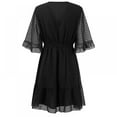 thumbnail image 2 of Robe Mini Femme Taille Élastique Volants Robe de Soirée Coupe Ample Imprimé à Pois Col en V Manches Courtes Robe Fluide, 2 of 9