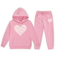 thumbnail image 3 of Girls' Clothing Sets Clearance Long Sleeve Heart Printed Shirt Pants Set Graphic Print Casual Clothes Set for Children Kids,Pink,10-11 Years, 3 of 4