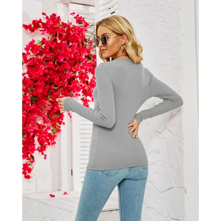 Deep v long sleeve shirt deals