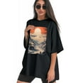 thumbnail image 3 of Plus Size Shirt for Women Black Tops for Women Short Sleeves Shirt for Women Snowy Mountain T Shirt Crewneck Shirt for Women XL, 3 of 5