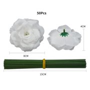 CALLIEVER 50Pcs White Artificial Roses Bouquet