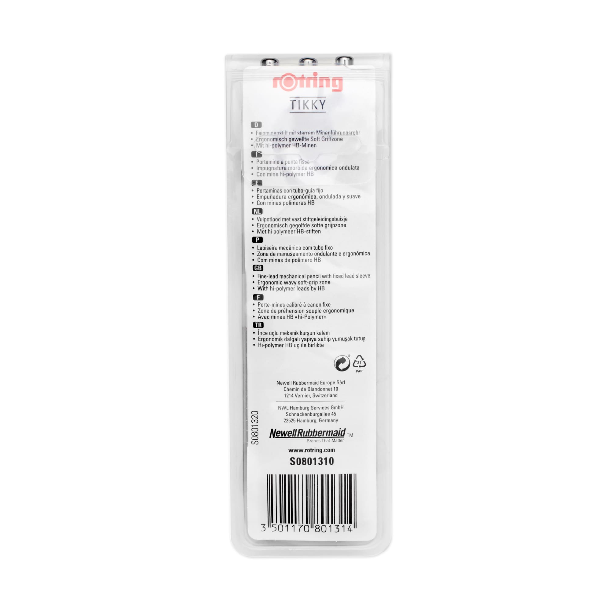 rOtring Tikky Mechanical Pencil | 0.35mm, 0.5mm and 0.7mm | HB Lead | Black Barrel | 3 Piece Set