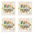 thumbnail image 1 of Saying Coaster Set of 4, Motivational Saying Thank You Font with Colorful Abstract Geometric Backdrop, Square Hardboard Gloss Coasters, Standard Size, Multicolor, by Ambesonne, 1 of 2