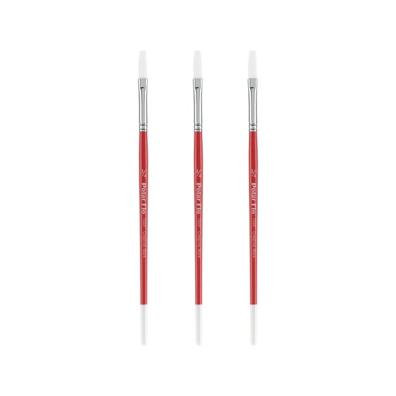 Creative Mark Polar Flo Professional Watercolor Brushes - Flat 1/4" - 3 Pack - Short Handle, Nickel-Plated Seamless Brass Ferrule - Art Paint Brushes for Acrylic Painting, Watercolor, Gouache, and Mor
