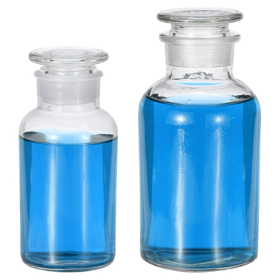Uxcell 2 Pcs 500/1000ml Glass Wide Mouth Reagent Media Bottle with Ground Stopper,Clear
