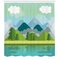 thumbnail image 3 of Northwoods Shower Curtain, Mountains Landscape with Flourishing Trees and a Lake Modern Simplistic Design, Fabric Bathroom Set with Hooks, 69W X 70L Inches, Multicolor, by Ambesonne, 3 of 3