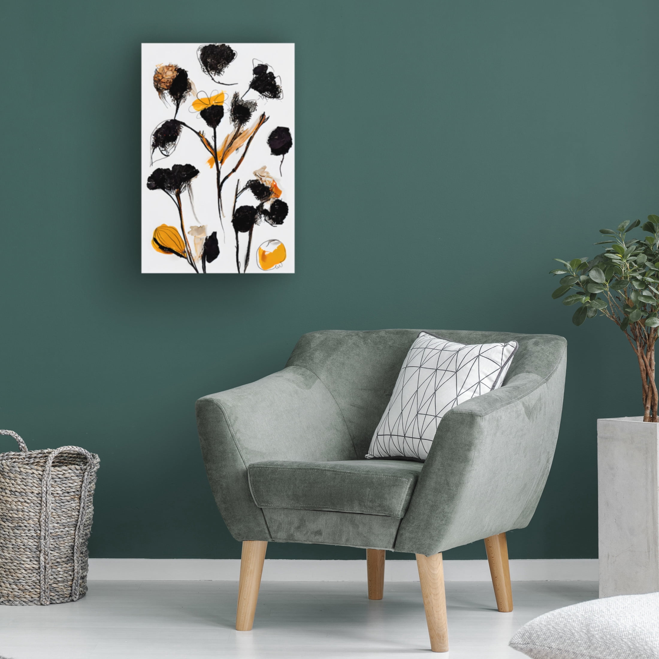 Canvas Wall Art - Treechild 'Black Dry Flowers' Wall Art for Living Room, Bedroom, or Office D?cor by Trademark Fine Art - 22 x 32 Inches