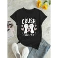 thumbnail image 2 of Awareness Pink Heart & Fist Graphic Tee - Women's Casual Crew Neck Short Sleeve T-Shirt, Comfortable Summer Top, English Pattern, Fashion Trend, 2 of 6