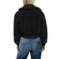 thumbnail image 3 of FANCYINN Womens Teddy Cropped Faux Fur Jacket Furry Lapel Coat Zip Up With Pockets Warm Winter Black XXL, 3 of 7