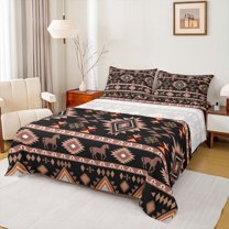 Castle Fairy Teenagers Tribal Aztec Twin Sheet Sets,Western Horse Bedding