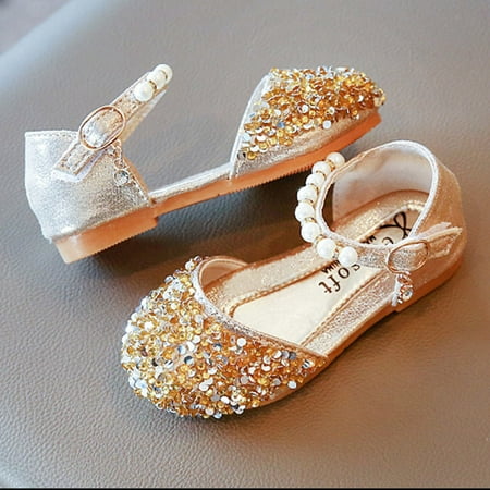 

Gubotare Sandals Girl Wide Girls Sandals Glittler Bow Dress Shoes Princess Party Wedding Flower Girls Shoes for Kid Toddler (Gold 6.5)