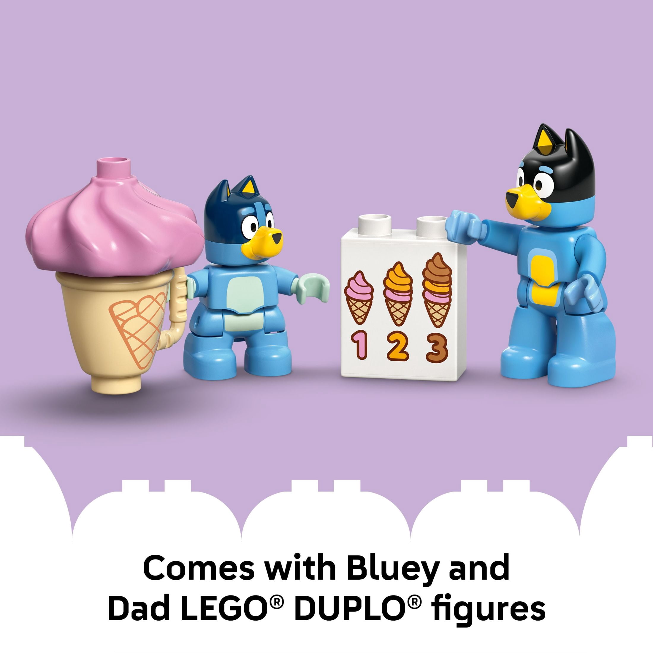 LEGO DUPLO Bluey Ice Cream Trip with Bluey - Toddler Toy For Boys and Girls Ages 2+ - Includes Bluey Figure and Ice Cream Toy Stand -  Sensory Toy for Pretend Play - Preschool Gift Idea - 10458