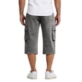 thumbnail image 5 of Men's Capri Long Elastic Cargo Shorts Below Knee 3/4 Casual with Multi-Pockets Gray 2XL, 5 of 7