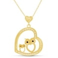 thumbnail image 4 of AFFY White & Black CZ Mom & Daughter Owl Heart Womens Pendant Necklace 14k Yellow Gold Over 925, 4 of 5