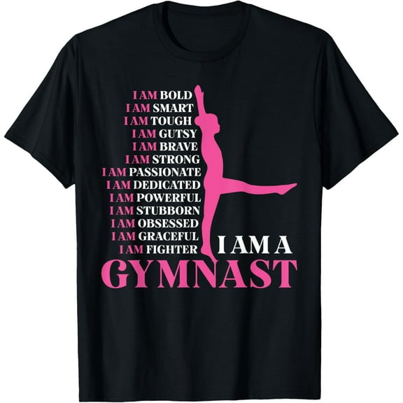 I Am A Gymnast Gymnastics Girls Boys Women Men Retro Sports T-ShirtMen and women, Black T-shirt, size: Extra large S-4XL