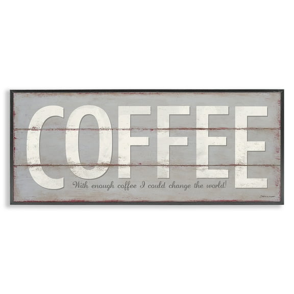 Stupell Industries Sassy Coffee Change The World Food & Beverage Painting Black Framed Art Print Wall Art, 24 x 10