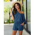 thumbnail image 5 of EKOUAER Pajamas 2 Piece V-Neck Lounge Sets Matching Outfits Shorts Sleepwear Loungewear Set with Pockets, 5 of 6