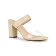 thumbnail image 1 of BLISSFUL STEP Mules à Talons Blocs à Double Bride Transparente pour Femmes Sandales à Enfiler Beige 7, 1 of 7