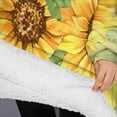 thumbnail image 3 of Oversized Wearable Blanket Hoodie,Yellow Checker Sunflower Bouquet Pattern Sherpa Blanket Hoodie with Super Pockets,Super Warm Fuzzy Pullover for Women & Men, 3 of 6