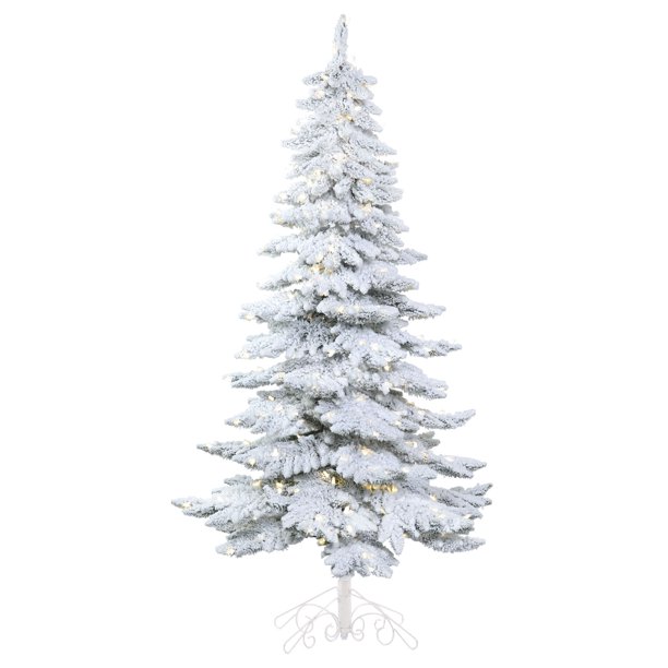Vickerman Artificial Christmas Tree 6' x 32" Snowy Alpine Tree 300 LED