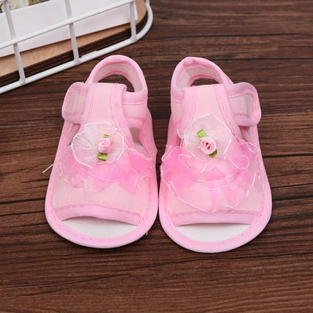 

Shoes For Kids Baby Girls Crib Shoes Soft Sole Anti-Slip Sneakers Flower Sandals