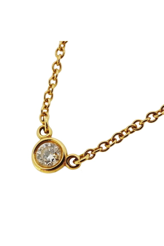 Pre-Owned Tiffany Necklace By the Yard 1PD 18KYG Yellow Gold Diamond Women's (Good)