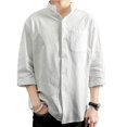 thumbnail image 4 of Camisa Suelta Casual Sunnimix para Hombre Lino Algodón 2XL Blanco, 4 of 7