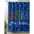 thumbnail image 3 of Navy Blue Christmas Waterproof Fabric Shower Curtain, Xmas Tree Winter Snowflake Shower Curtain for Bathroom Curtains Bathtubs Hotel Washable Shower Curtains with 12 Hooks Stall 48x72in, 3 of 6
