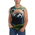 thumbnail image 2 of Lsque Forest Plant Raccoon Print Men's Cotton Blend Sleeveless Muscle Shirts (S-3XL)- Moisture Wicking, Odor Protection, UPF 30+,Medium, 2 of 8