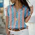 thumbnail image 2 of Button Down Shirt for Women Lapel Stripe Polka Dots Short Sleeve Tops Casual Loose Fit Summer Going out Blouse Tee, 2 of 8