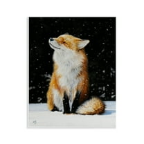 Stupell Industries Blissful Fox with Snowflakes Animals Painting Unframed Art Print Wall Art, 11 x 14