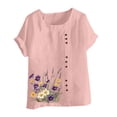 thumbnail image 4 of Women's Summer Tops Flowers Graphic T Shirts Short Sleeve Casual Blouses Round Neck Loose Fit Tops Blusas Casuales De Mujer Bonitas, 4 of 5