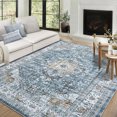 thumbnail image 1 of Garvee 9'x12' Vintage Distressed Area Rugs Living Room Rug, Washable Retro Medallion Rug Non-Slip Stain Resistant Indoor Carpet for Bedroom Home Office, Blue, 1 of 8