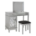 thumbnail image 1 of Linon Lattice Vanity & Stool Set Flip Up Mirror with Storage in Silver Gray Wood, 1 of 16