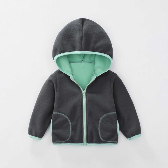 Krdevn Toddler Boys Girls Windproof Hooded Coat Patchwork Jacket Warm Outerwear,4-5 Years