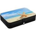 thumbnail image 3 of SKYSONIC Sea Beach Travel Jewelry Box PU Leather Jewelry Organizer Ideal Gift for Women Girls, Portable Mini Jewelry Travel Case for Earrings Rings Necklaces Bracelets, 3 of 7