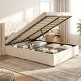 thumbnail image 1 of Gymax Queen Size Lift-up Storage Bed w/Tufted Wingback Headboard Hydraulic Lifts Beige, 1 of 10