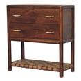 thumbnail image 4 of JERFIT Solid Mango Wood Nightstand with 2 Drawers & Woven Shelf, Brown Chestnut Finish, Fully Assembled Modern Bedside Table, 4 of 9