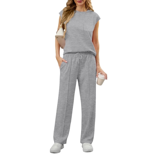 Conjunto de ropa GRECERELLE Lounge Set de 2 piezas para mujer Grey-M